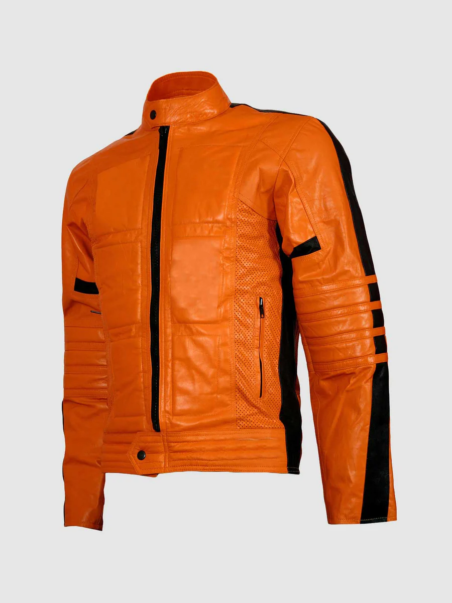 Street Fashion Orange Leather Jacket for Men Street Fashion Orange Leather Jacket for Men