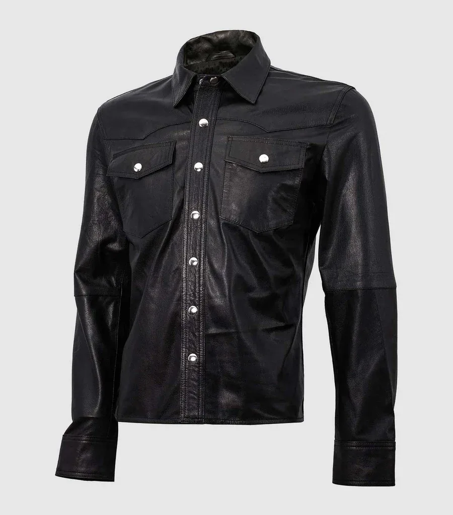 Summer Jacket - Leather Shirt in Black