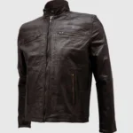 Super Slim Men Brown Leather Motorcycle Jacket