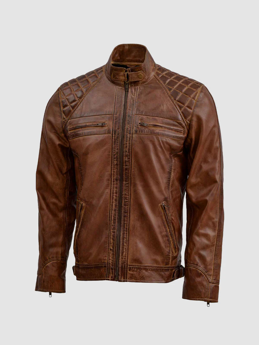 Tan Brown Waxed Leather Jacket Tan Brown Waxed Leather Jacket