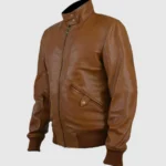 Tan Leather Bomber Jacket Men