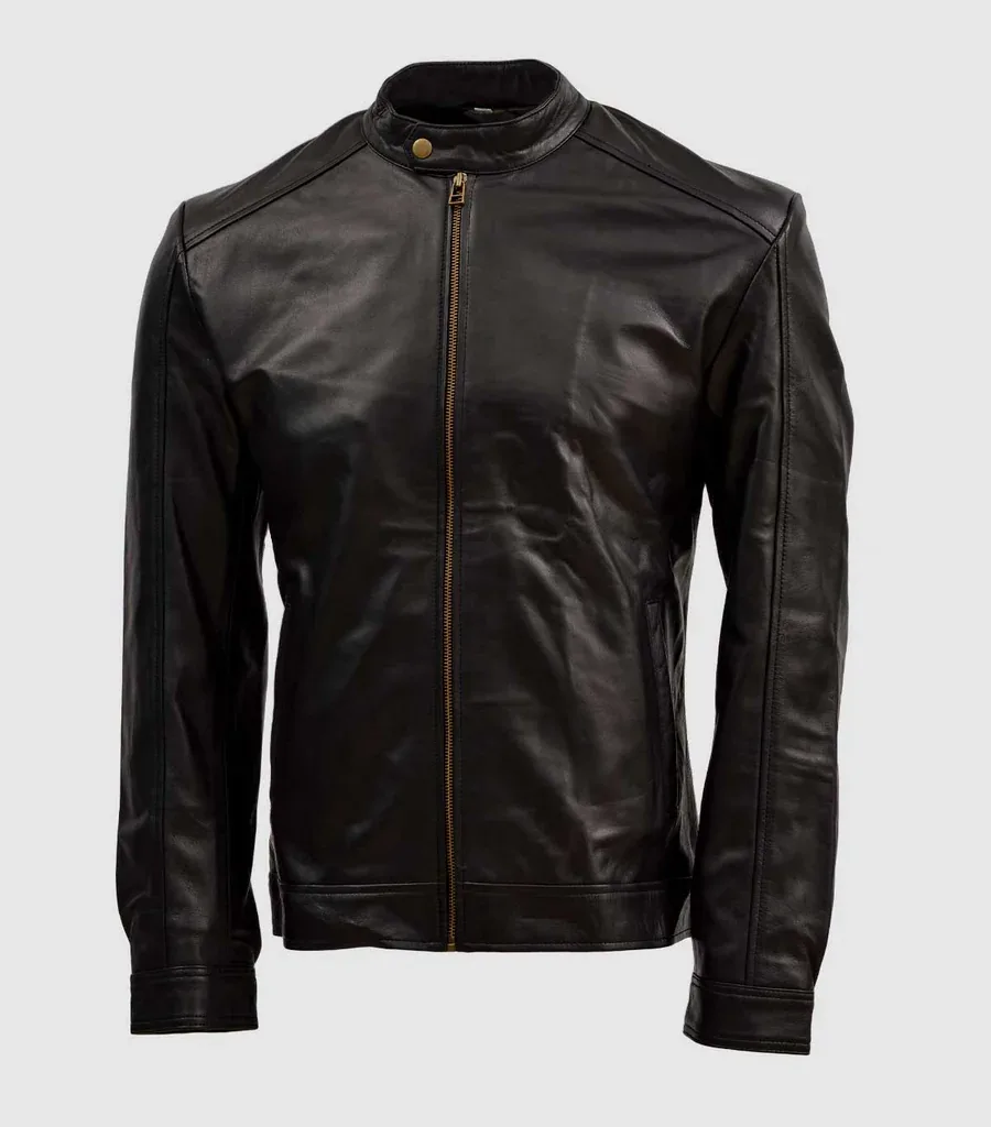 Custom Minimalist Biker Leather Jacket for Men