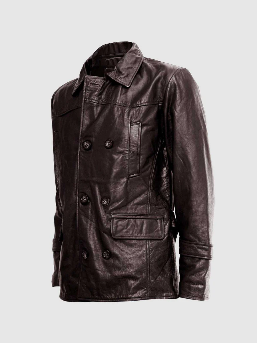 Brown Leather Reefer Jacket Brown Leather Reefer Jacket
