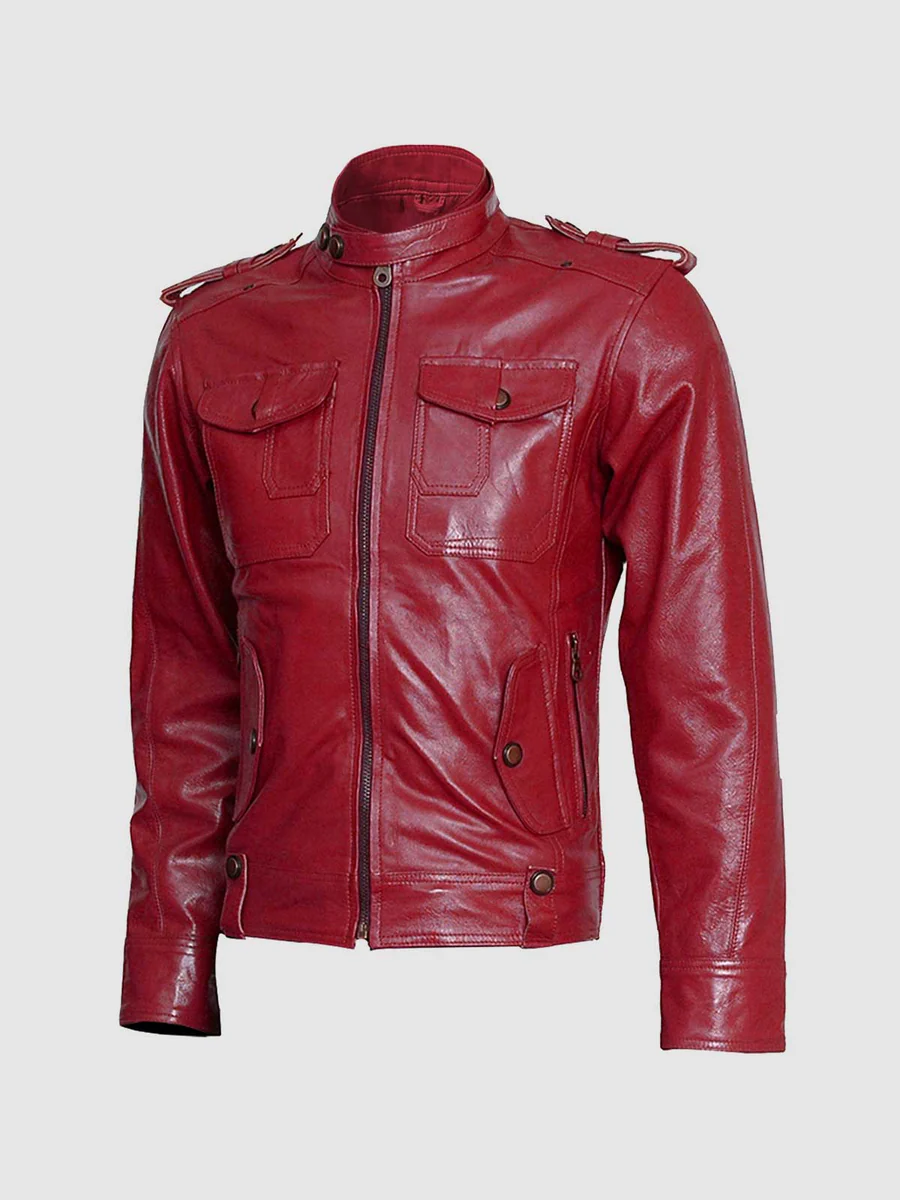 Top-Grade Men's Burgundy Leather Jacket Top-Grade Men's Burgundy Leather Jacket