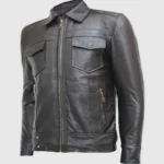 Classic Zipper Brown Leather Jacket