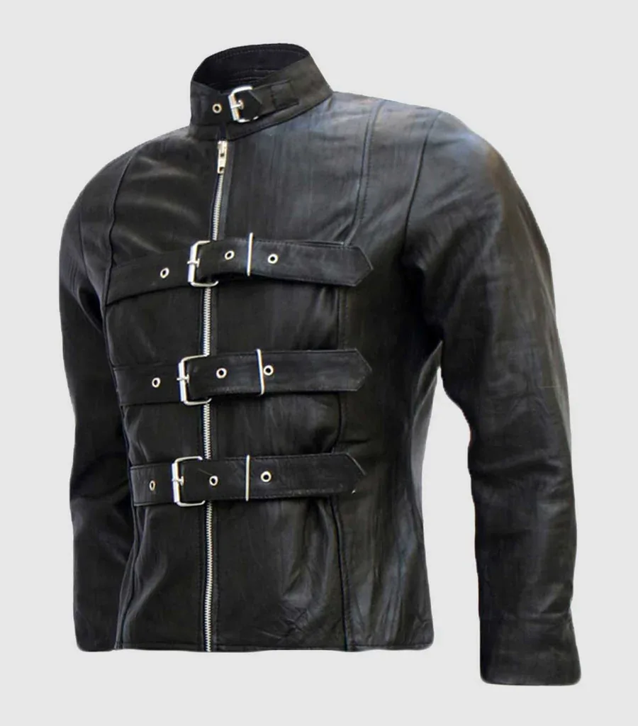 Custom Belted Leather Moto Jacket for Men