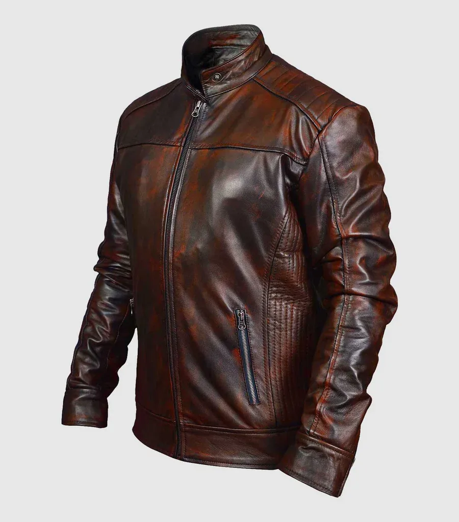Vintage Leather Waxed Jacket for Men
