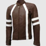 Unique Vintage Look Distressed Men Brown Leather Jacket
