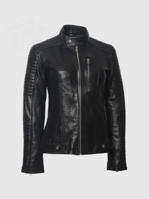 Custom Women’s Quilted Cafe Racer Leather Jacket