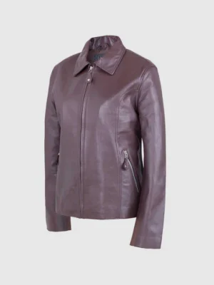 Custom Women’s Classic Collar Leather Jacket