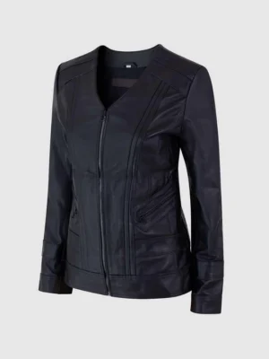 Custom Women’s Cardigan Style Leather Slim Jacket