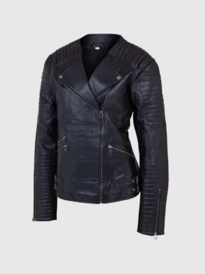 Custom Women’s Structured Quilted Leather Jacket Handmade