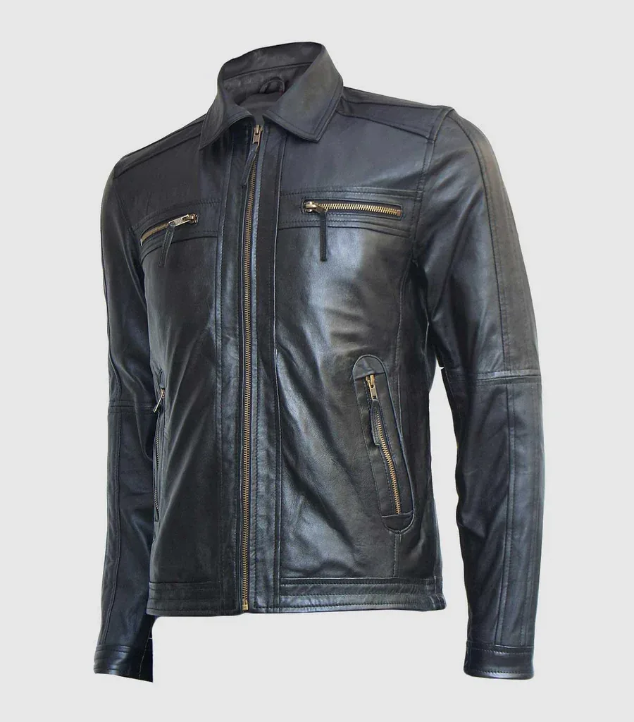 Black Leather Zipper Jacket