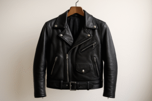 Classic black biker leather jacket investment showcasing timeless style and quality craftsmanship.