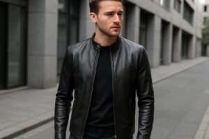 Sleek men's leather jackets: Racer style for a modern look.