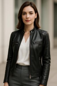 Women's leather jackets: Styling a cafe racer jacket for a chic outfit.