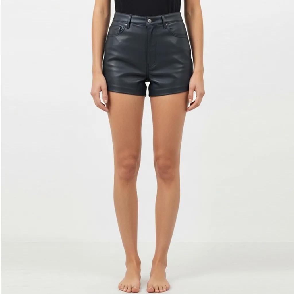 Custom High Waisted Leather Shorts for Women