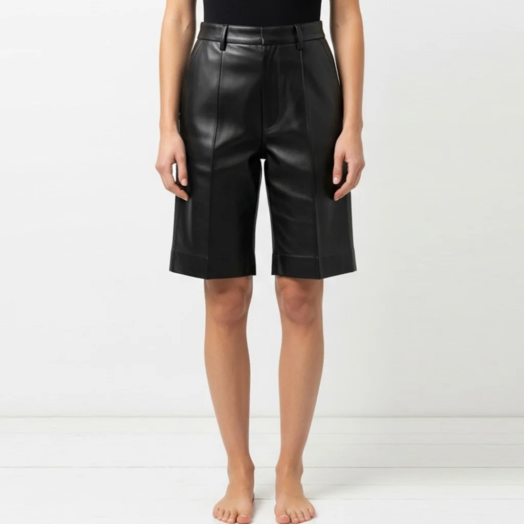 Custom Leather Bermuda Shorts for Women