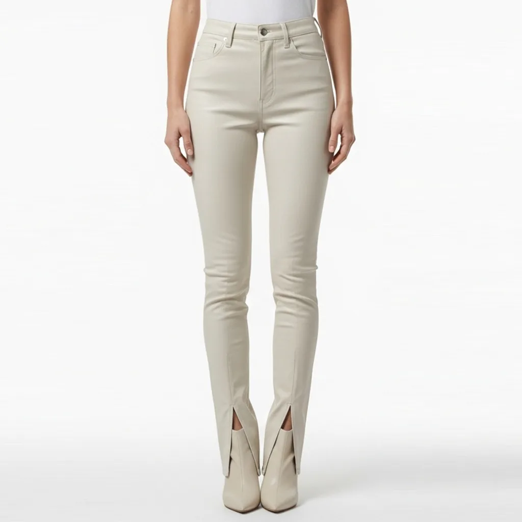ivory skinny pants ivory slash front view
