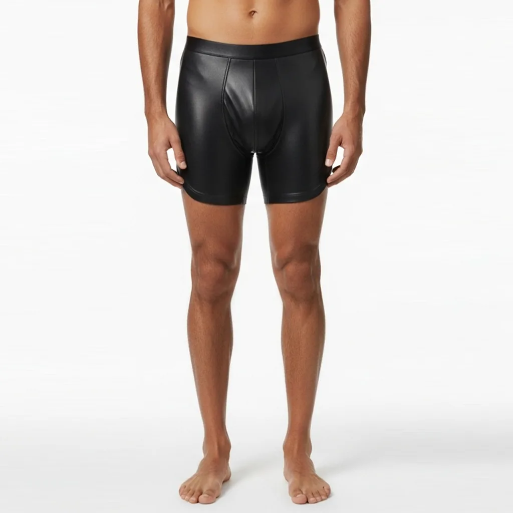 faux leather boxers Obsidian Sync front view