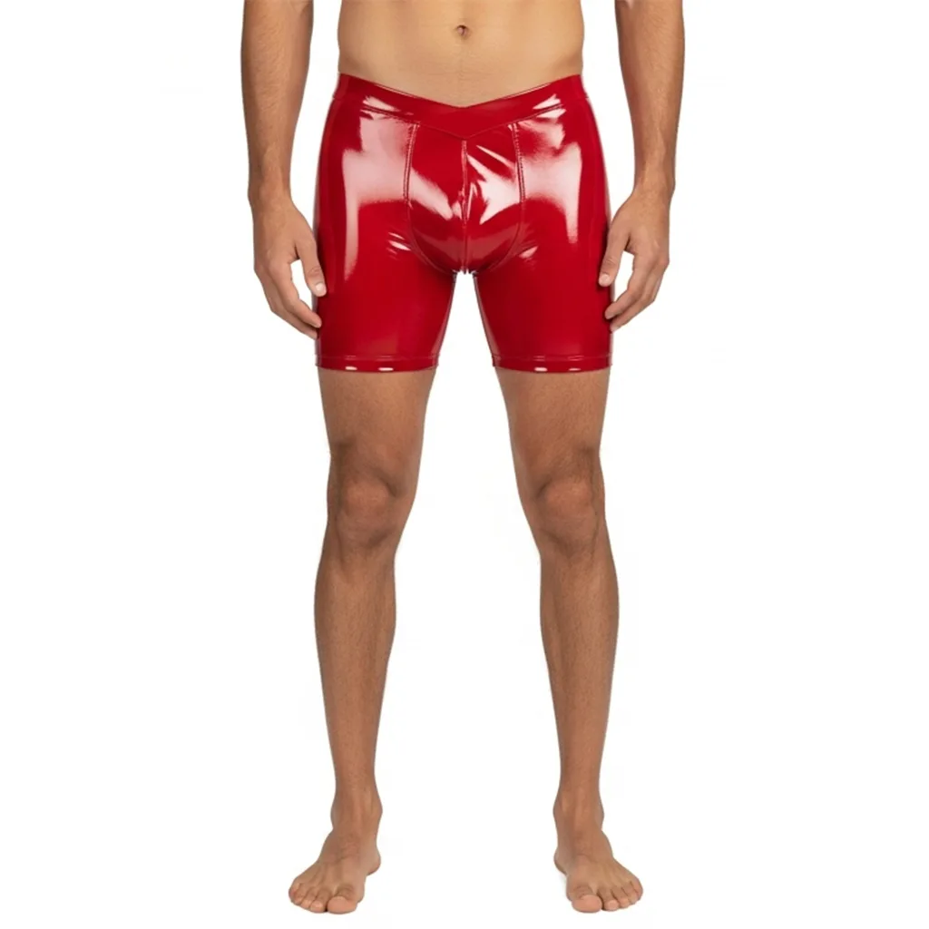 glossy red boxer briefs scarlet slash front view