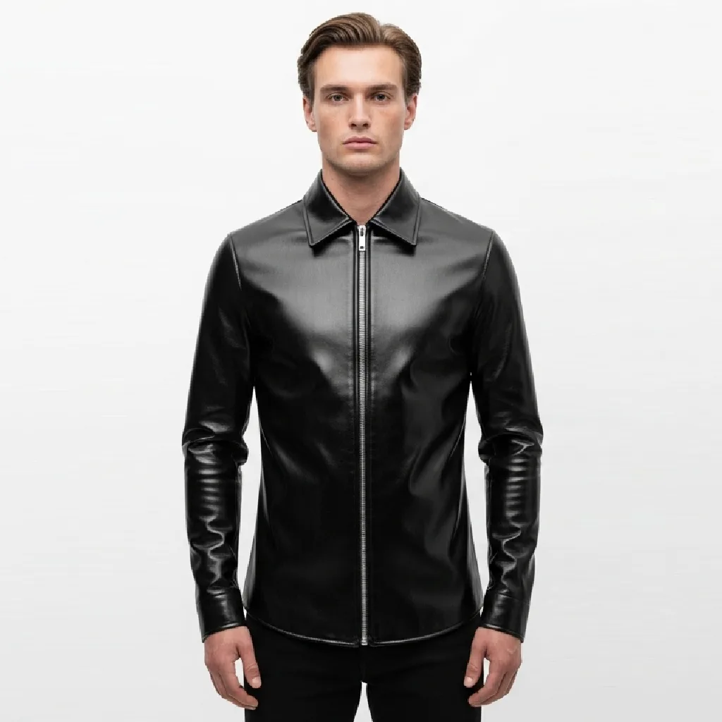 Custom Full Zip Leather Shirt