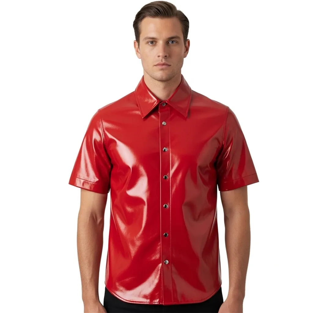 Custom Glossy Leather Short Sleeve Shirt