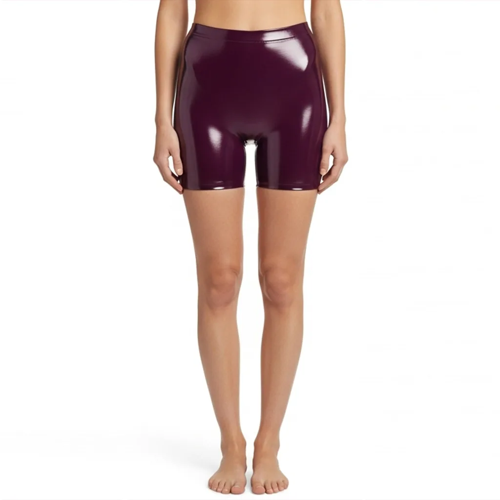 plum high gloss cycling shorts twilight petal front view