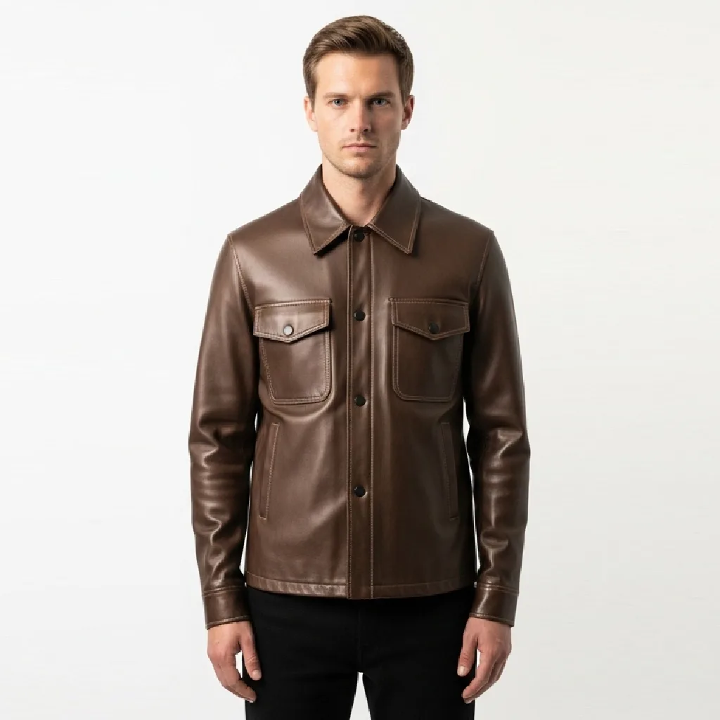 Custom Leather Field Shirt for Men