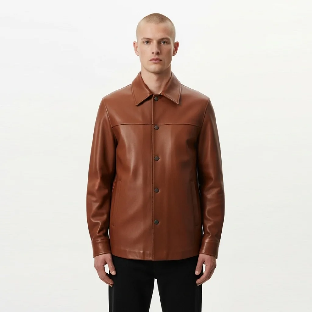 Custom Leather Framed Shirt for Men