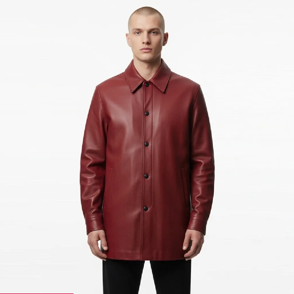 crimson leather shirt crimson range front view