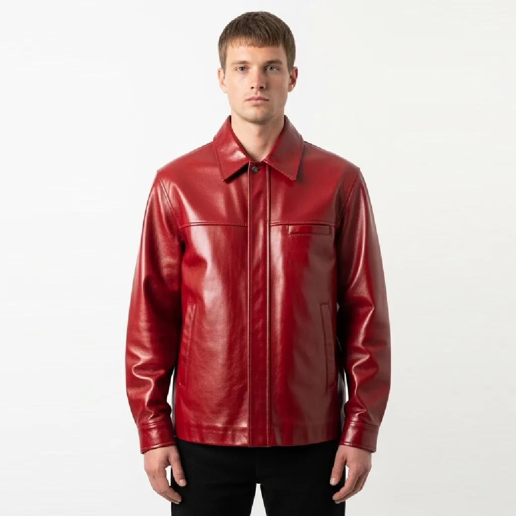 red leather shirt trigger guard front view