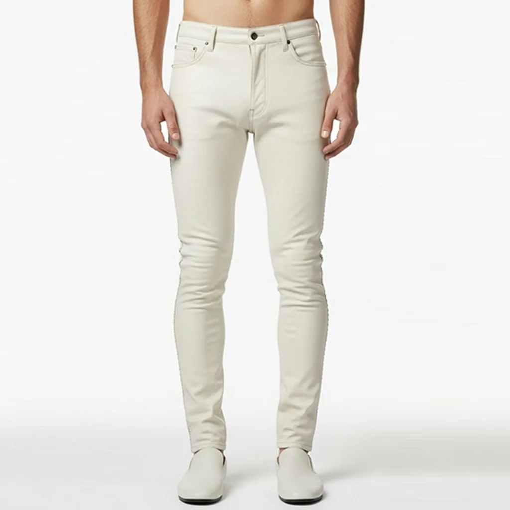 ivory slim fit trousers ivory razor front view
