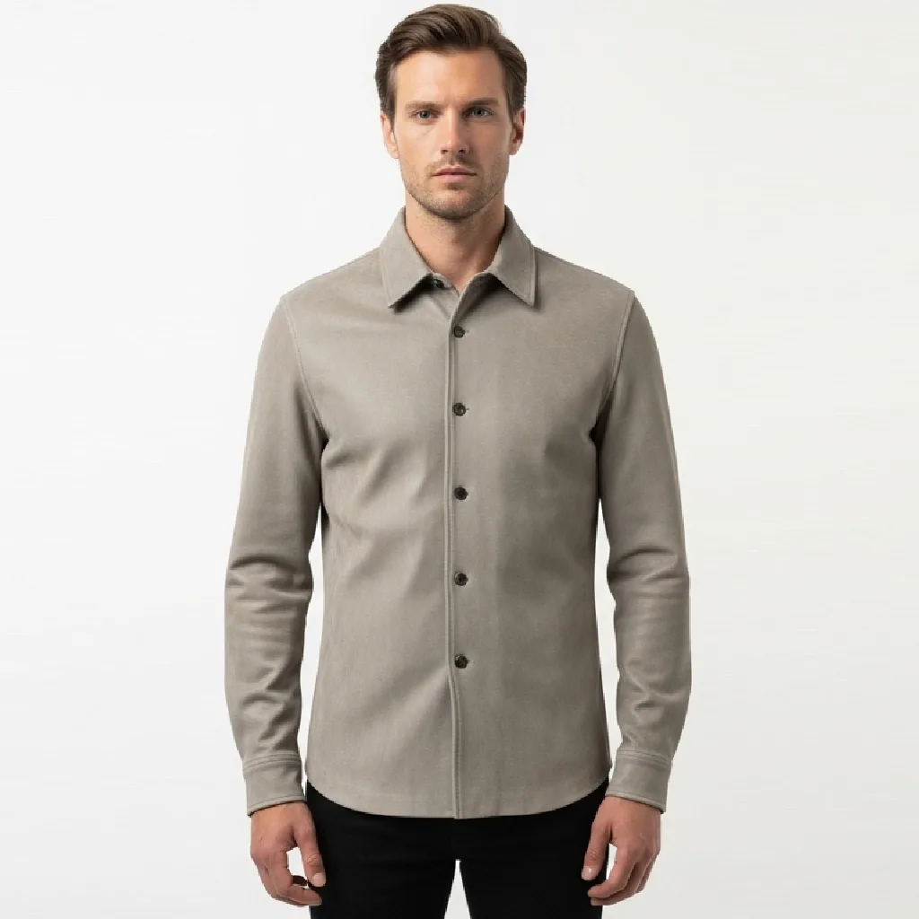 Custom Leather Button Down Shirt for Men