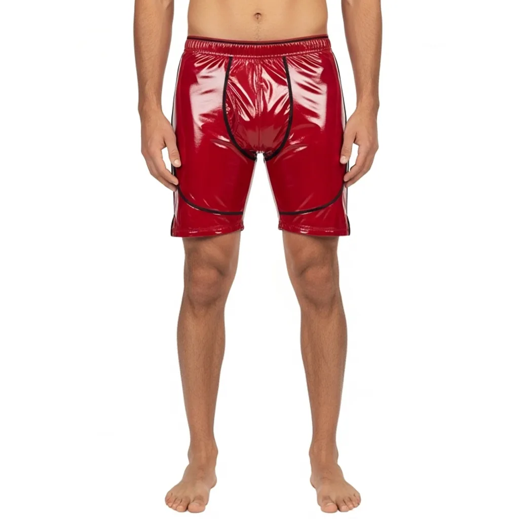 red high gloss performance shorts crimson fuel front view