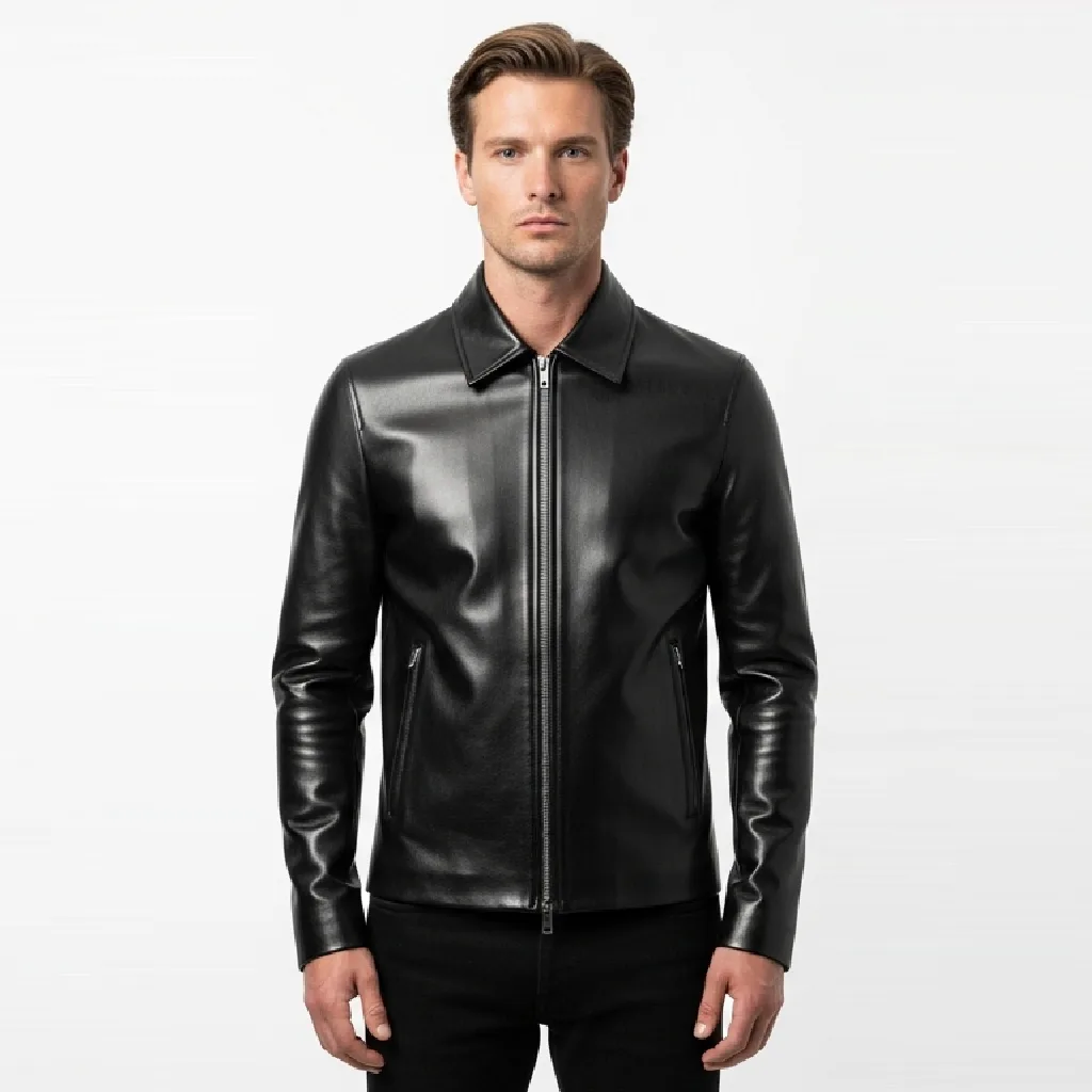 Custom Zip Front Leather Shirt