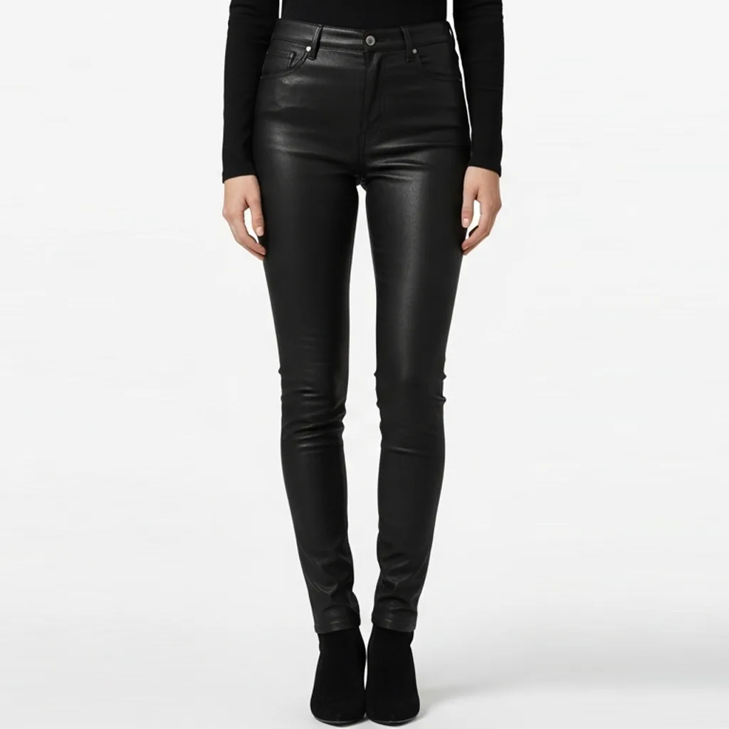 black faux leather pants velvet nightfall front view