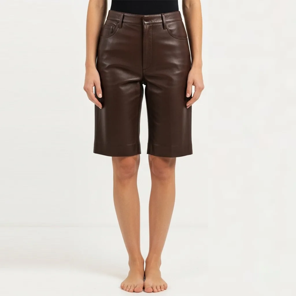 Custom Tailored Leather Bermuda Shorts for Women