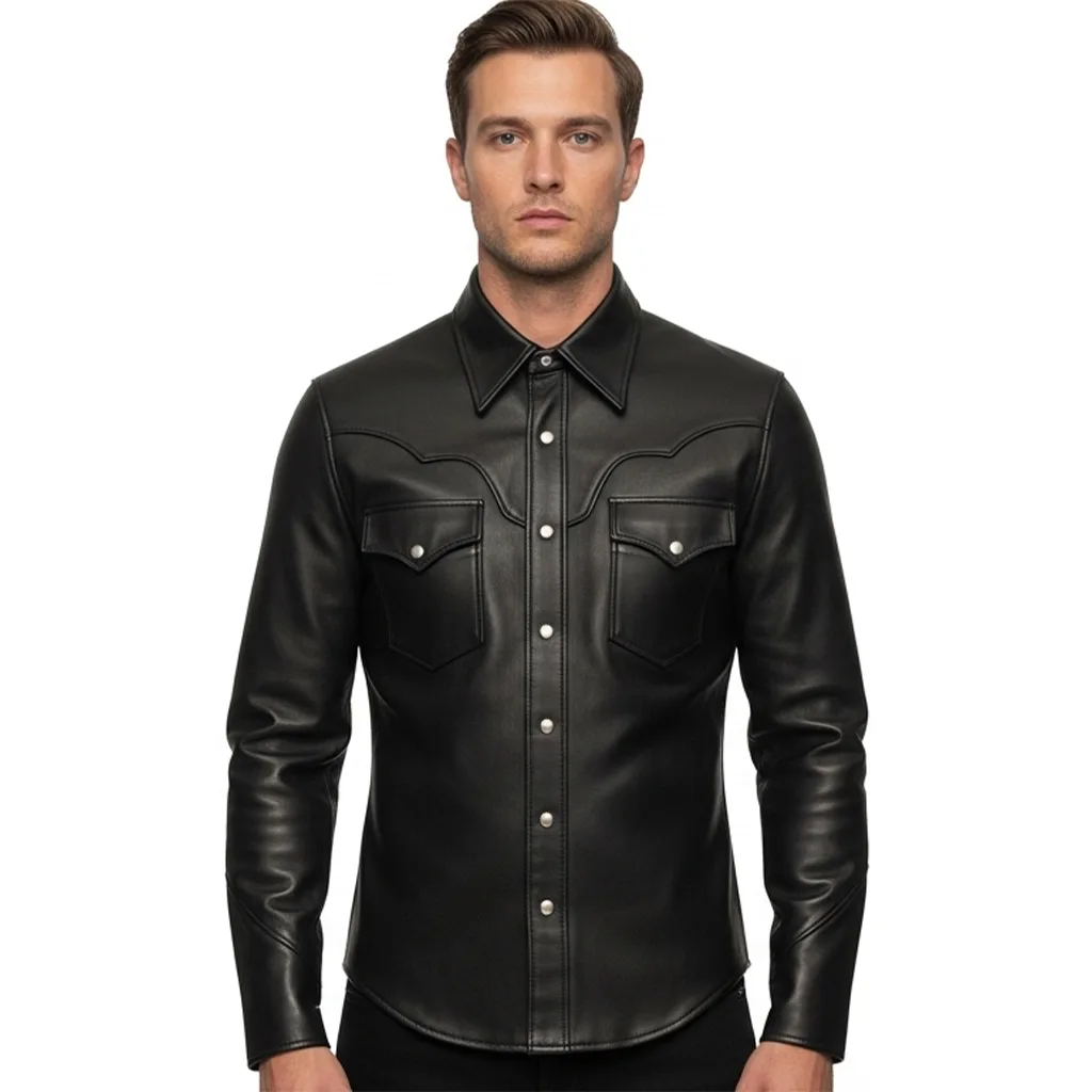 Custom Iron Range Vegan Leather Snap Shirt