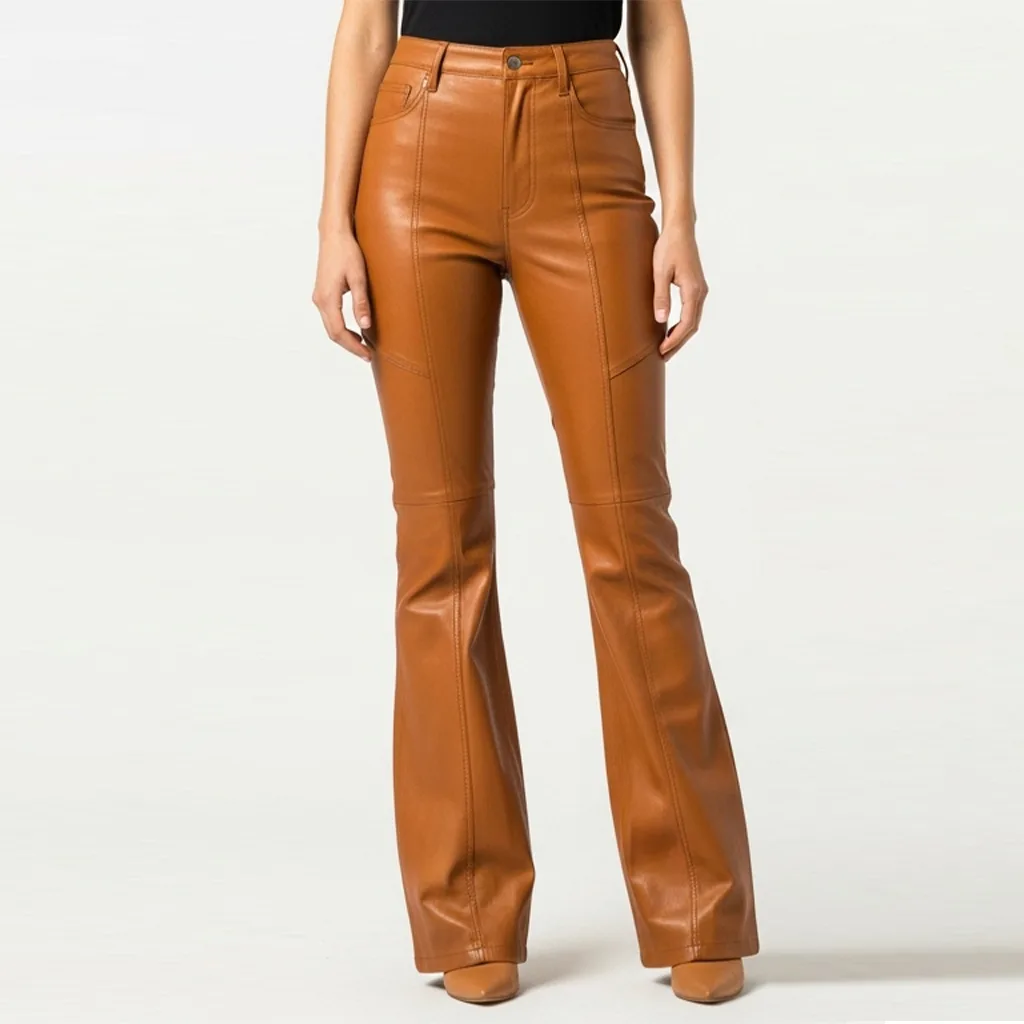 amber flared leather pants amber tide front view