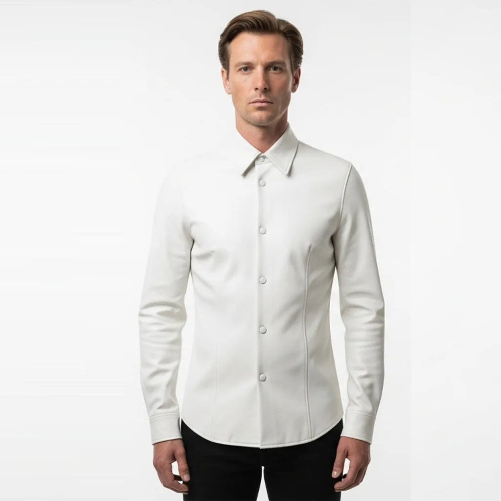Custom Cinched Fit Leather Shirt for Men