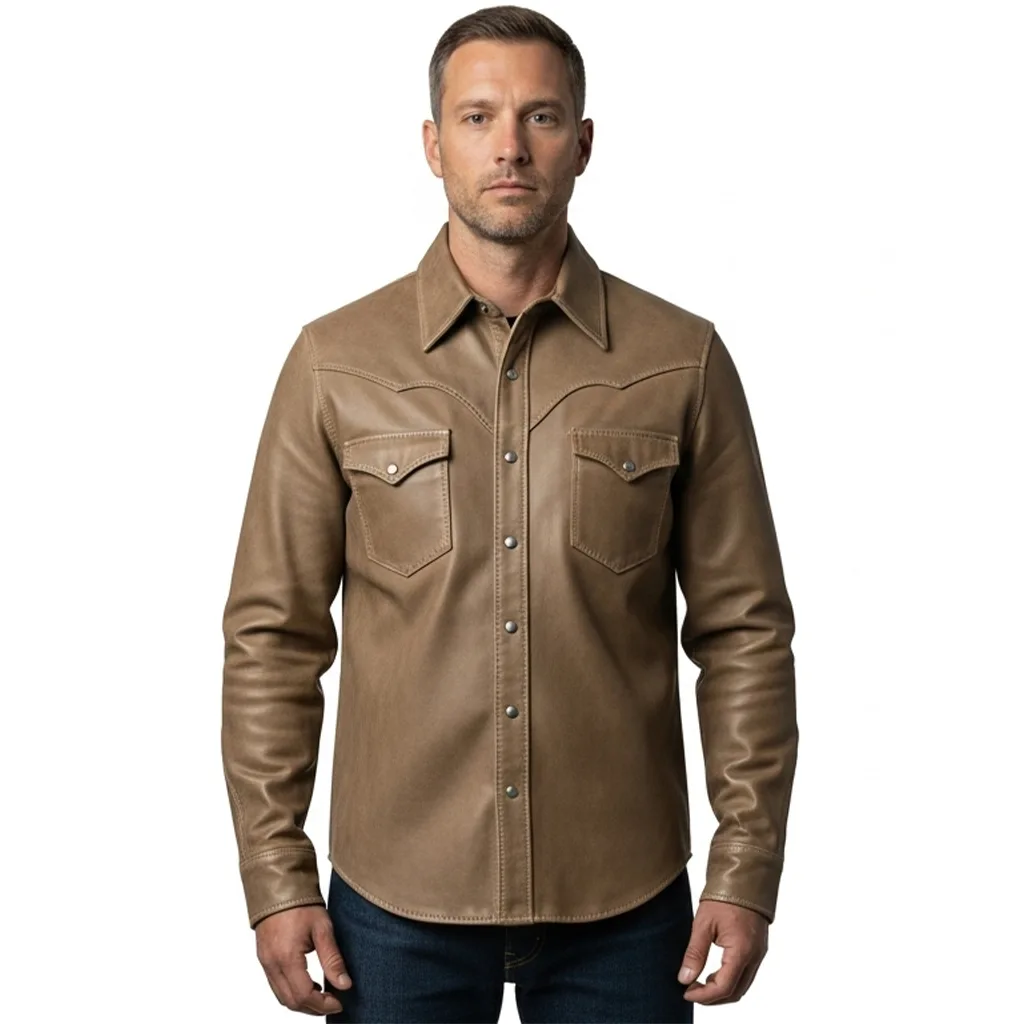 Custom Trailmark Vegan Leather Snap Shirt