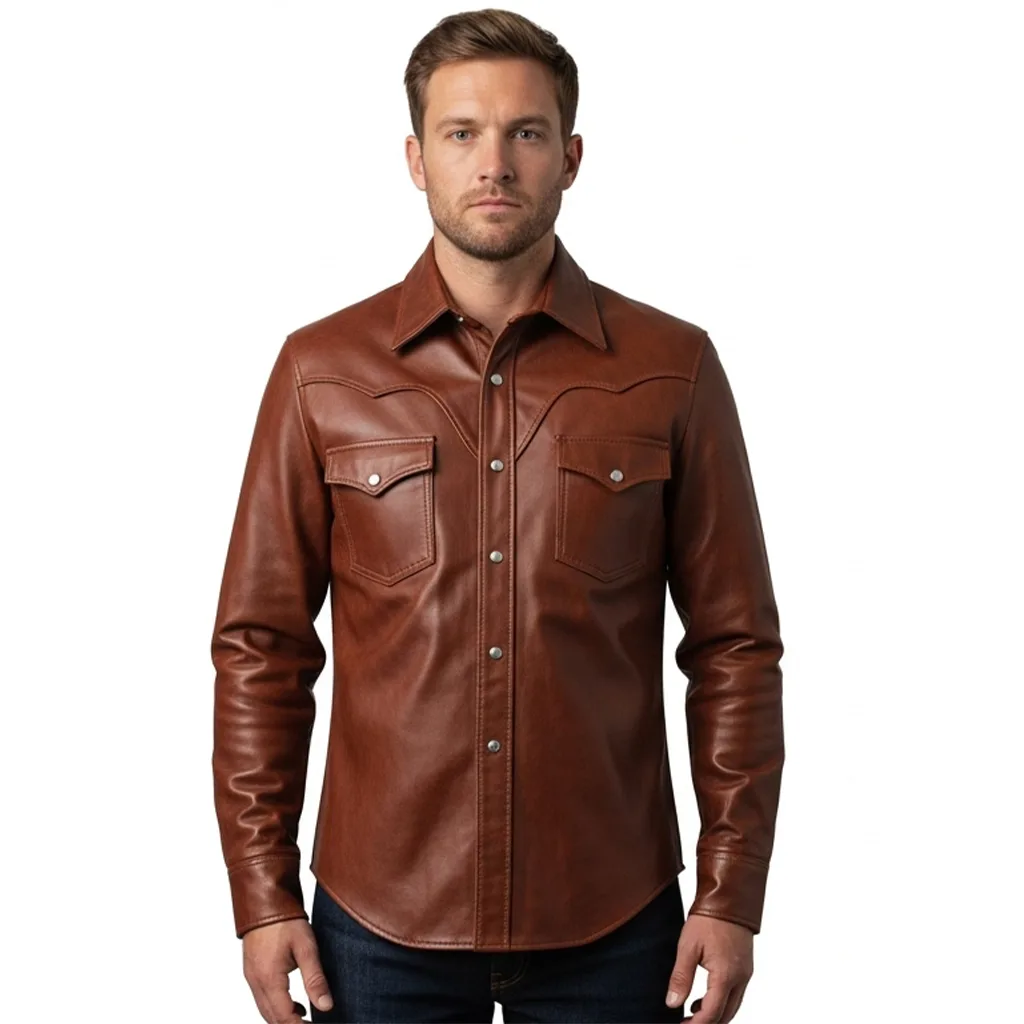 Custom Iron Spur Vegan Leather Western Shirt