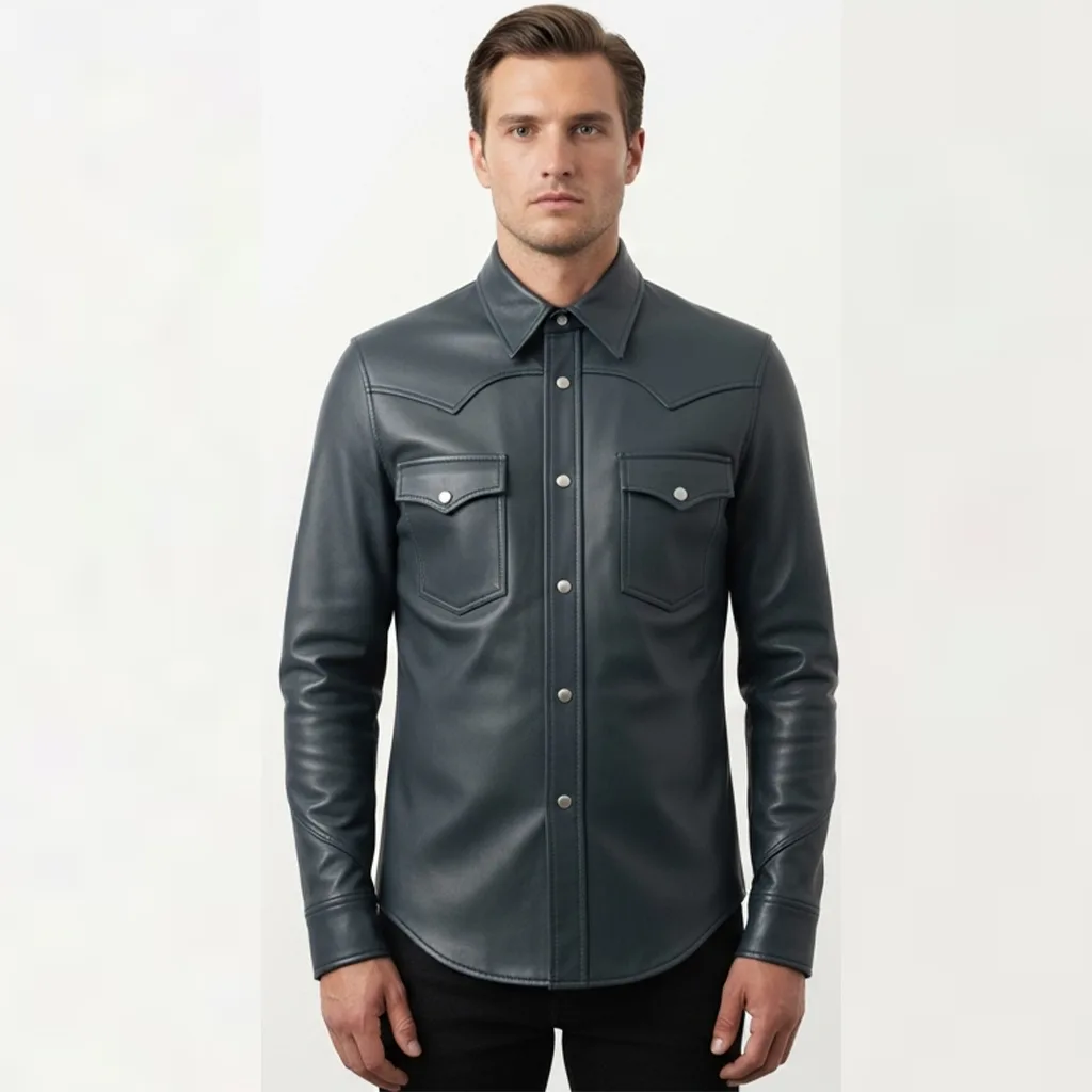 Custom Frontier Snap Vegan Leather Shirt
