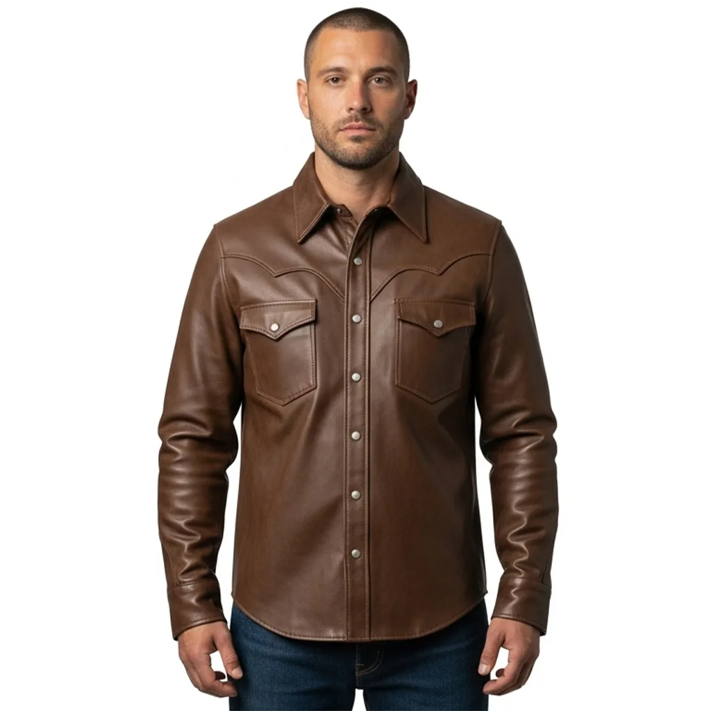 Custom Vegan Leather Western Snap Shirt