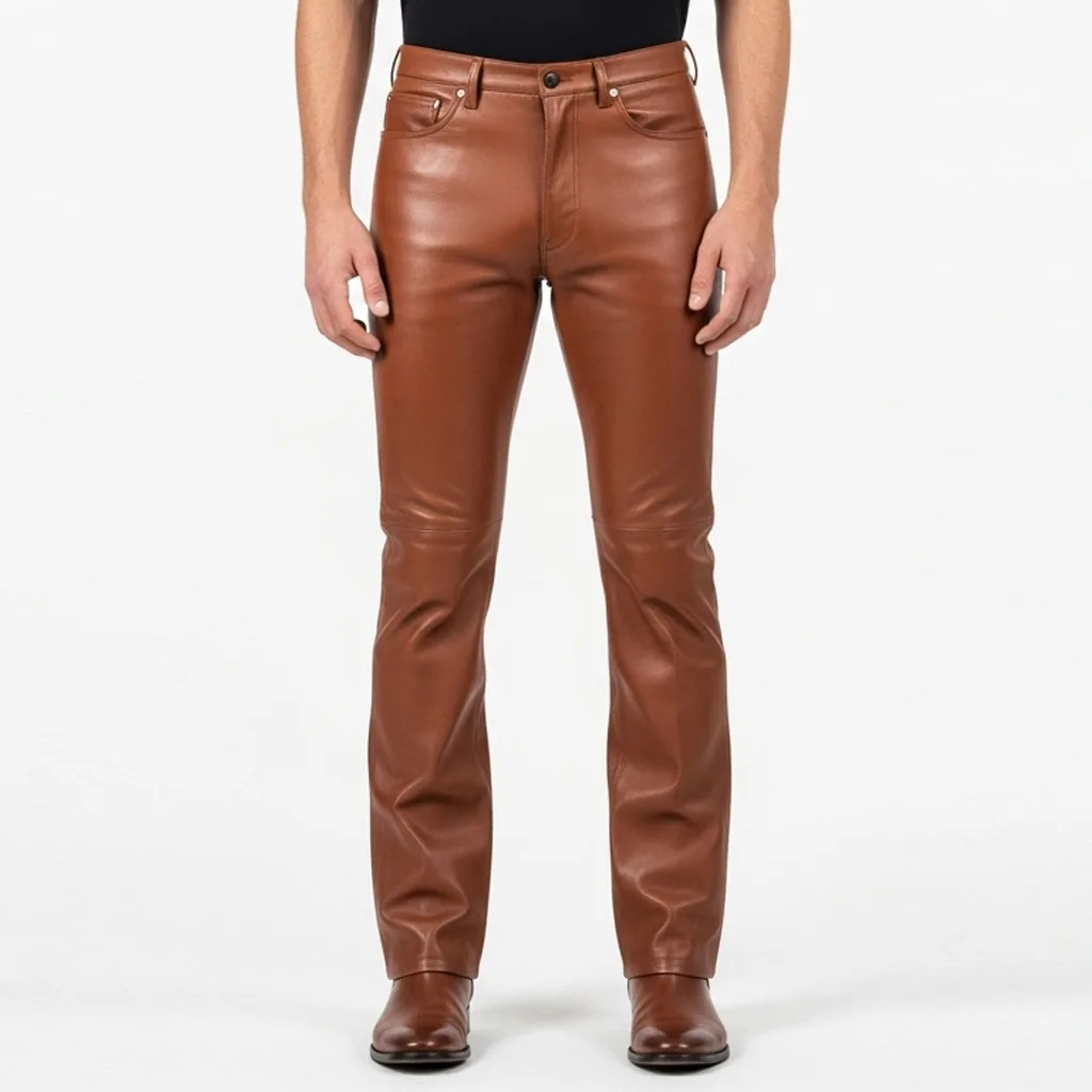 cognac leather pants cognac ray classic leather pants front view