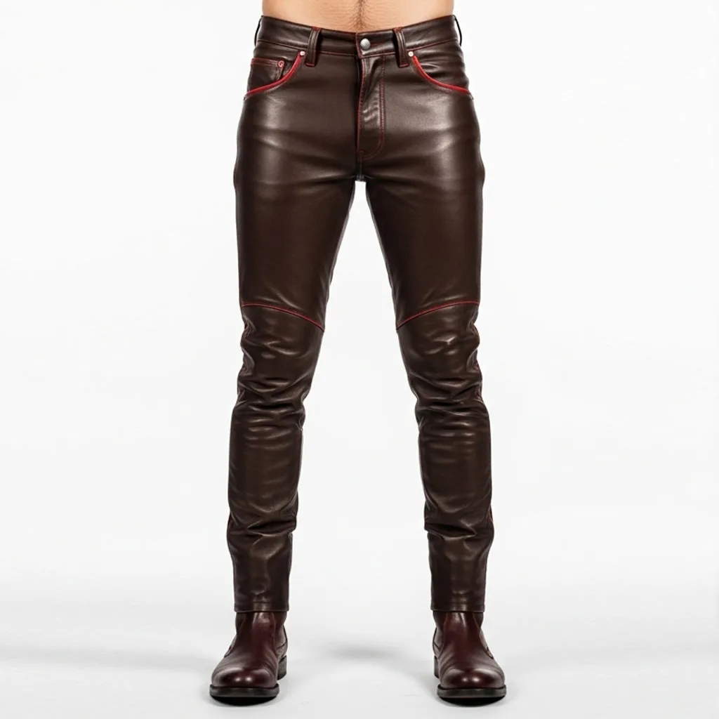 dark brown stitched leather pants emberglow side view