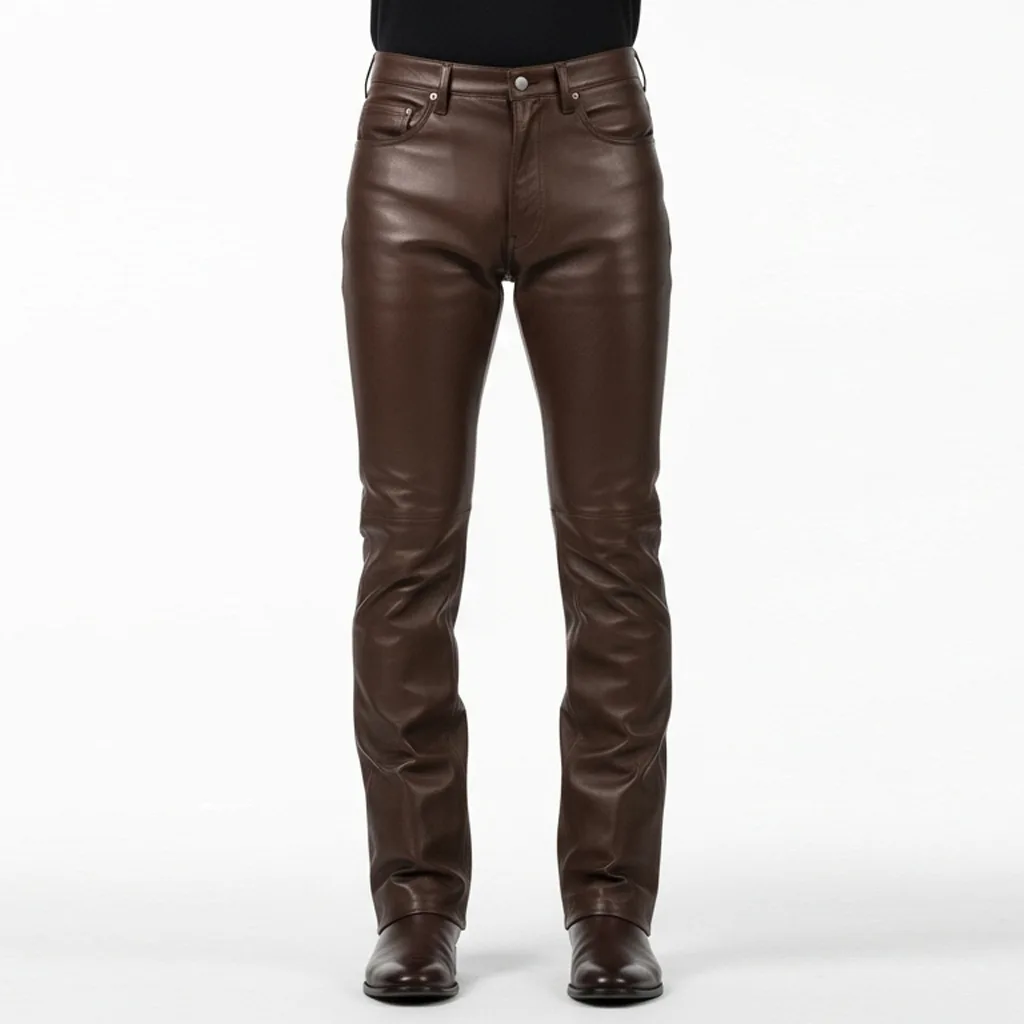 espresso brown leather split hem pants espresso arc split hem pants front view