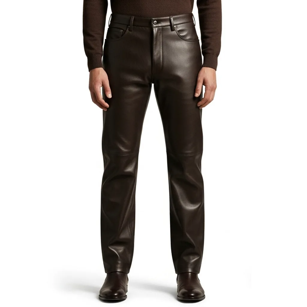 Custom Straight Leather Trousers for Men