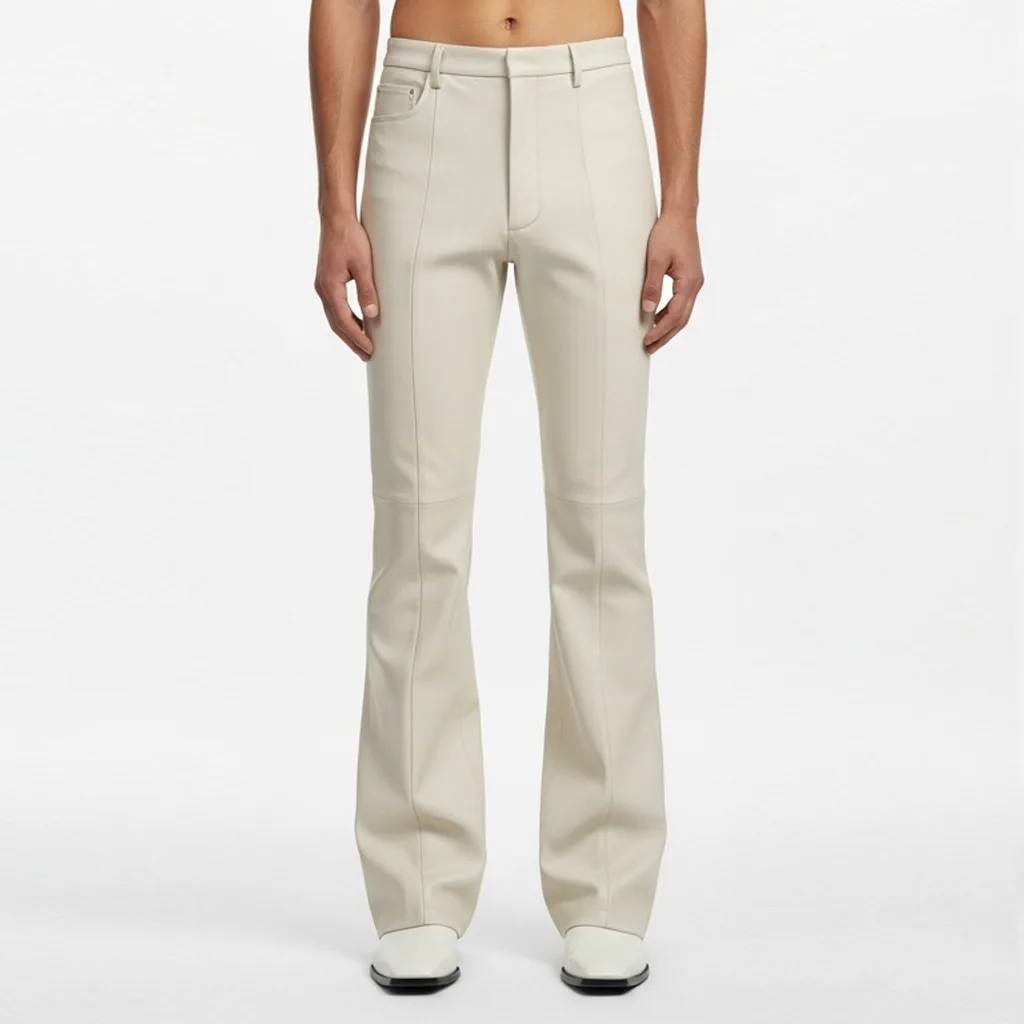 ivory flared leather pants ivory pulse flare leather pants front view